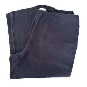 J Jill Love Linen Pull On Slim Fit Cropped Pants Slate Blue Womens Petite M